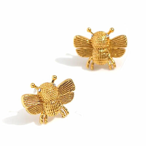 Fashion design gold plated jewelry delicate bee studs earrings for women